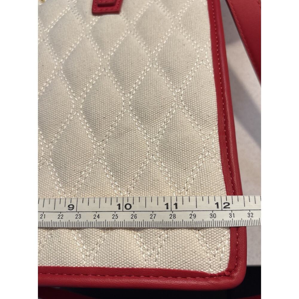 NWT Betsey Johnson XOLALA Red Faux Leather Quilted Canvas Crossbody Bag Purse - Picture 9 of 13